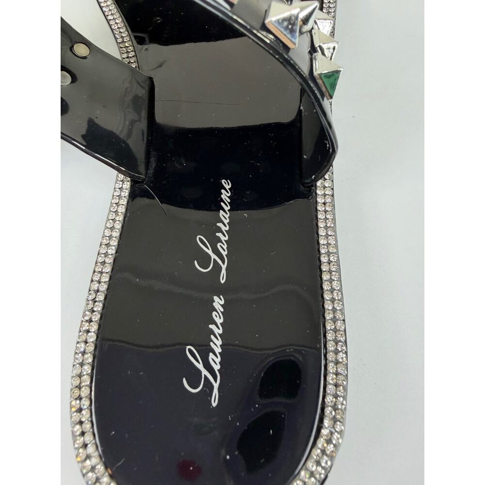 Lauren Lorraine Studley Black Gel Studded Sandals Size 6 Sparkly Rockstud NIB - Picture 2 of 9